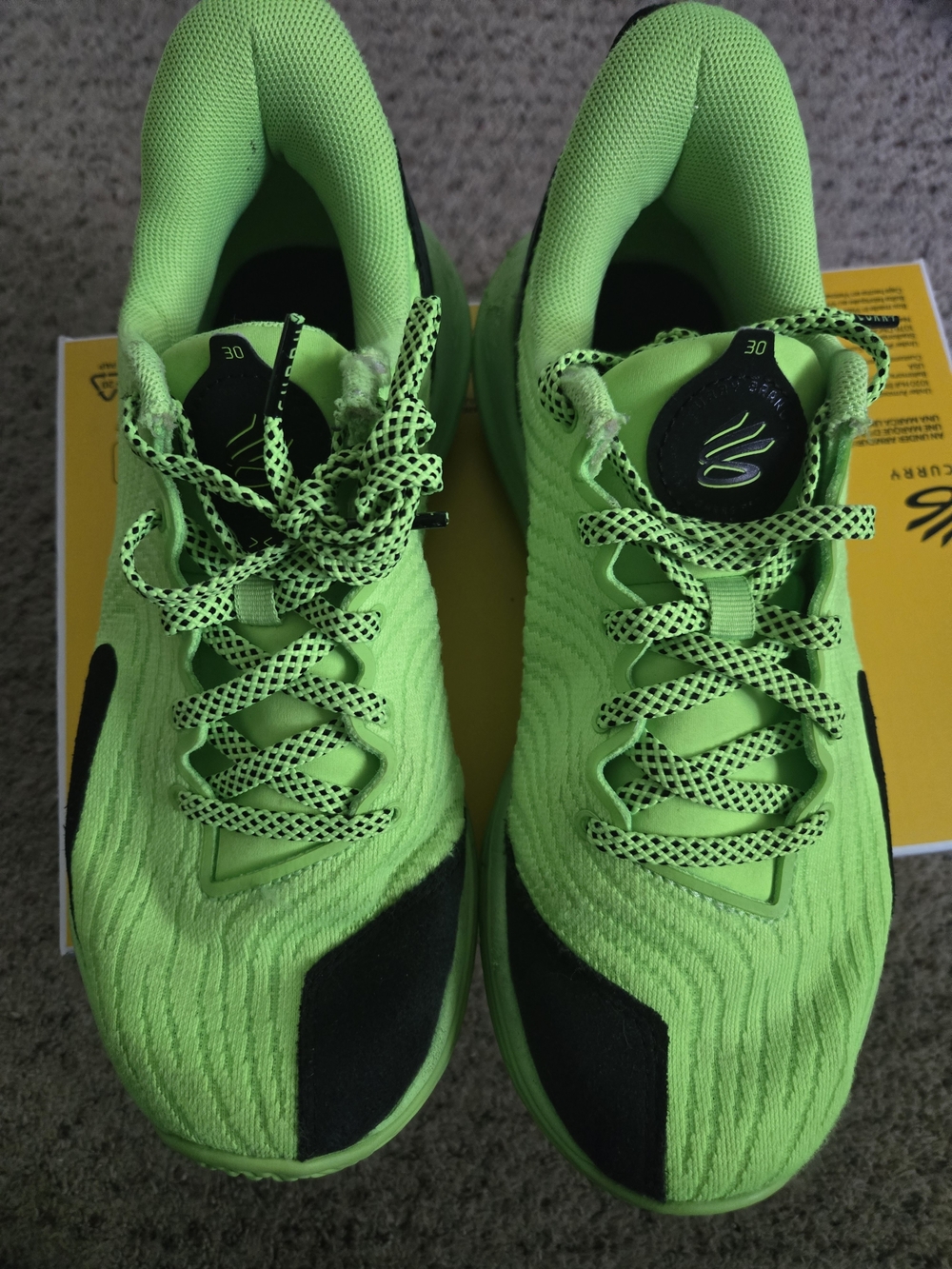 Under Armour Neon Green and Black Kids Sneakers